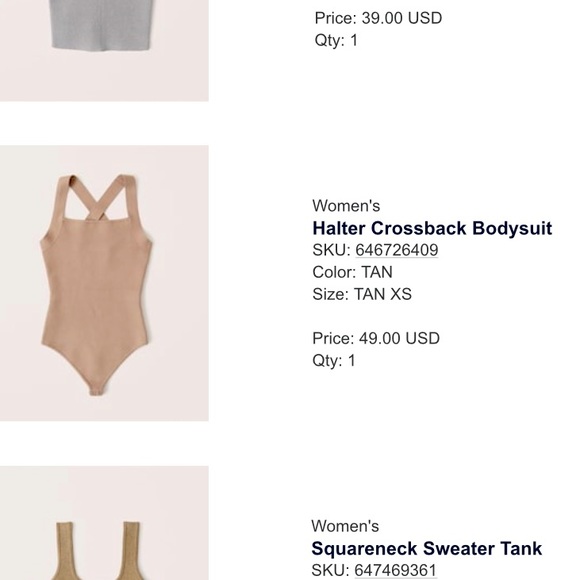 Abercrombie Halter Crossback Bodysuit XS - Picture 1 of 5